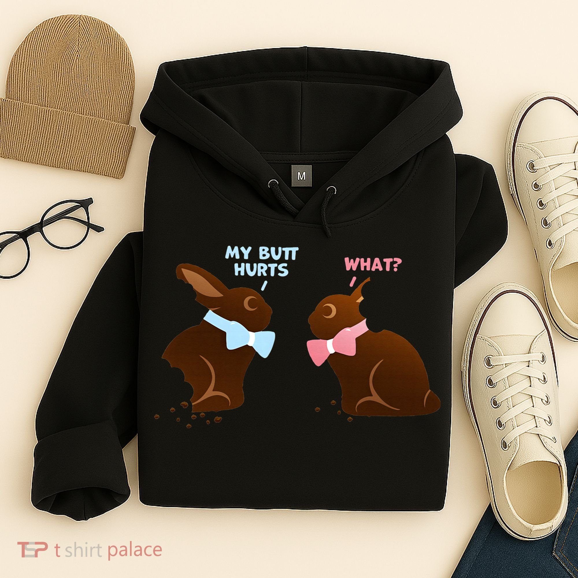 Chocolate Bunny Easter Basket Funny Teens Gift My Butt Hurts Hoodie