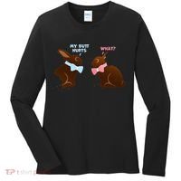 Chocolate Bunny Easter Basket Funny Teens Gift My Butt Hurts Women's Long Sleeve Shirt thumb 0