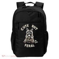 Cute But Feral Funny Sarcastic Raccoon Backpack thumb 0