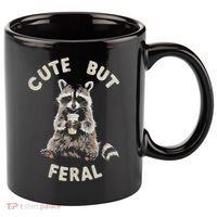 Cute But Feral Funny Sarcastic Raccoon 11oz C Handle Ceramic Mug thumb 0