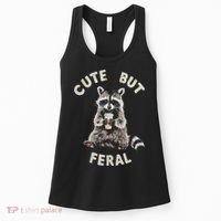 Cute But Feral Funny Sarcastic Raccoon Women's Tank Top thumb 0