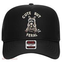 Cute But Feral Funny Sarcastic Raccoon Hat thumb 0