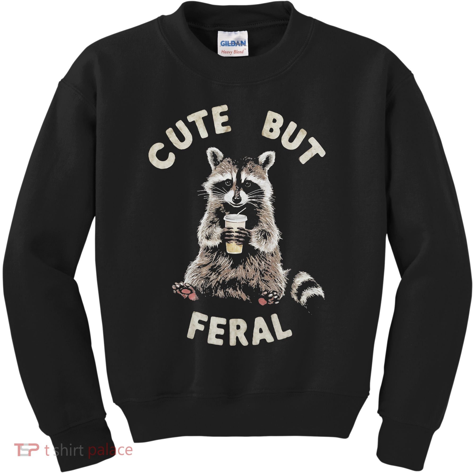 Cute But Feral Funny Sarcastic Raccoon Kids Sweatshirt