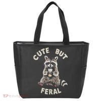 Cute But Feral Funny Sarcastic Raccoon Tote Bag thumb 0