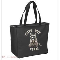 Cute But Feral Funny Sarcastic Raccoon Tote Bag thumb 2