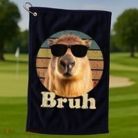 Capybara Bruh Funny Capybara Love Golf Towel thumb 1