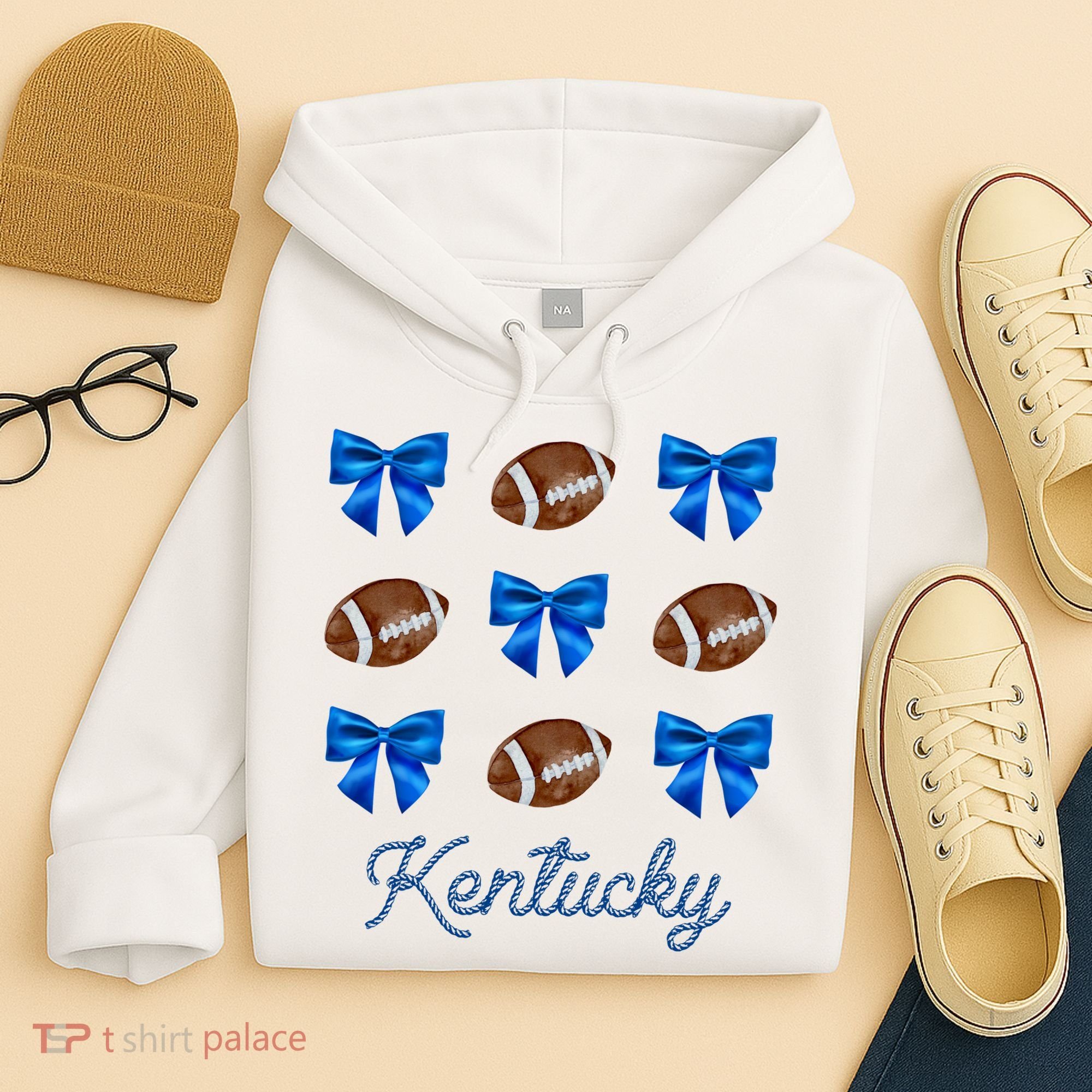 Coquette Bow Football Kentucky Lover Hoodie