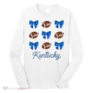Coquette Bow Football Kentucky Lover Long Sleeve Shirt