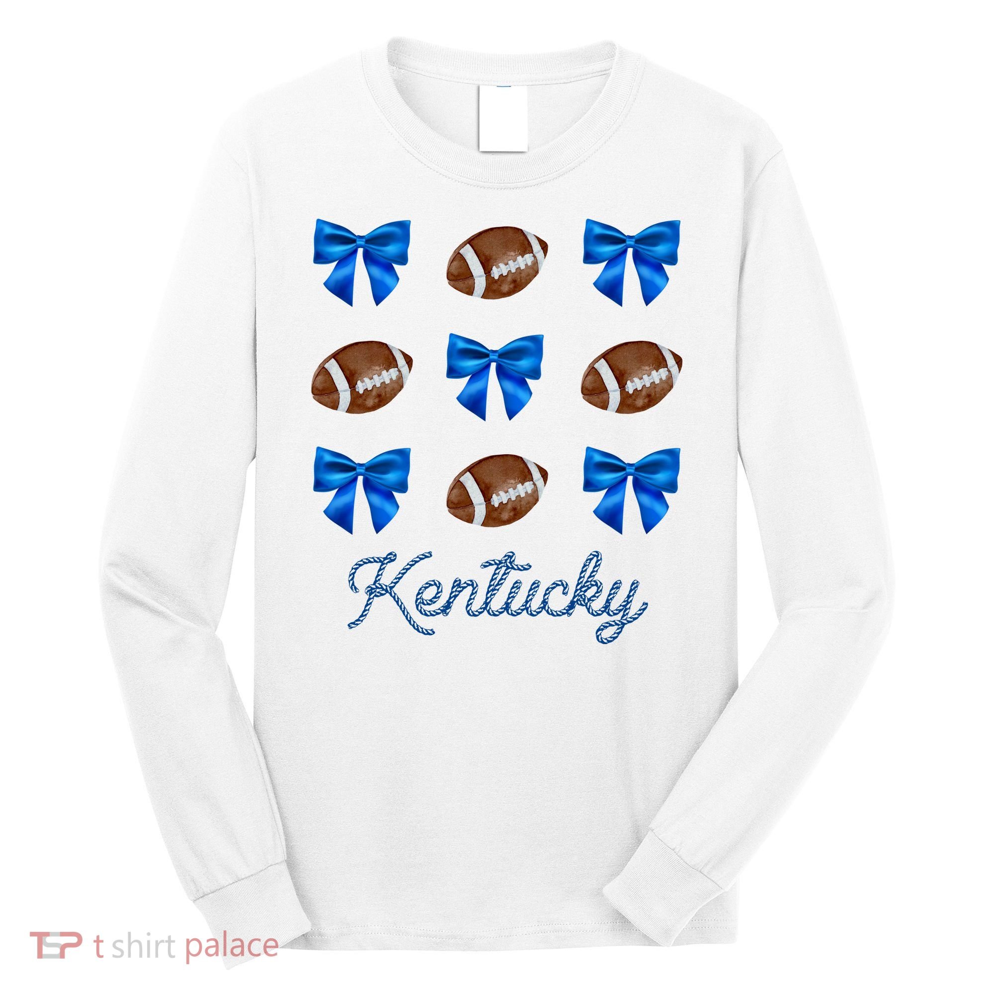 Coquette Bow Football Kentucky Lover Long Sleeve Shirt