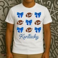 Coquette Bow Football Kentucky Lover T-Shirt thumb 3