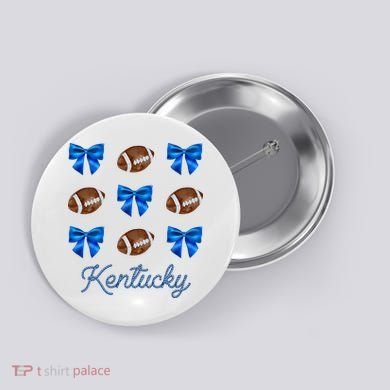 Coquette Bow Football Kentucky Lover Button