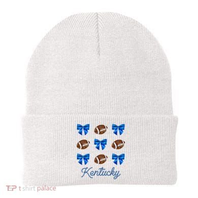 Coquette Bow Football Kentucky Lover Beanie