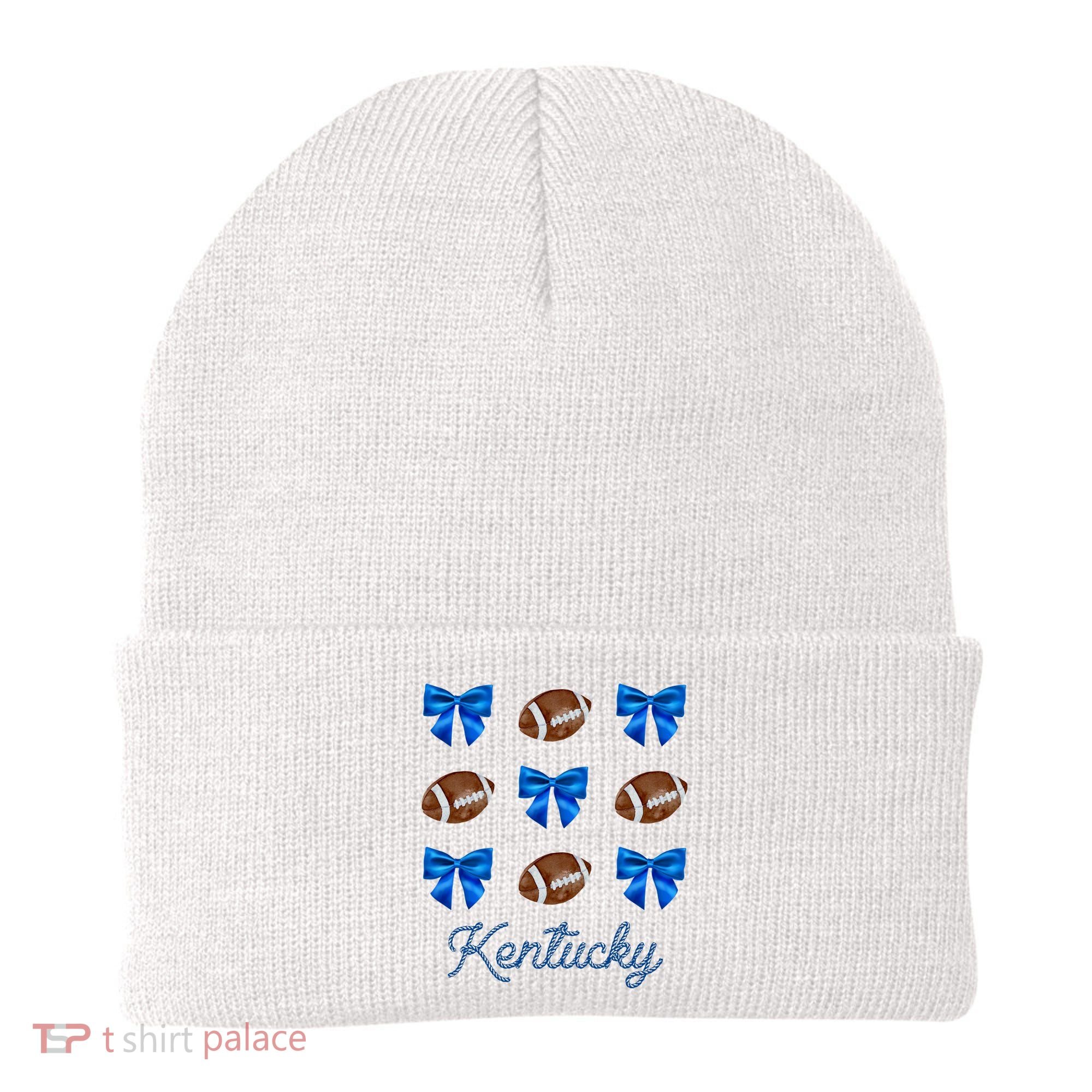 Coquette Bow Football Kentucky Lover Beanie