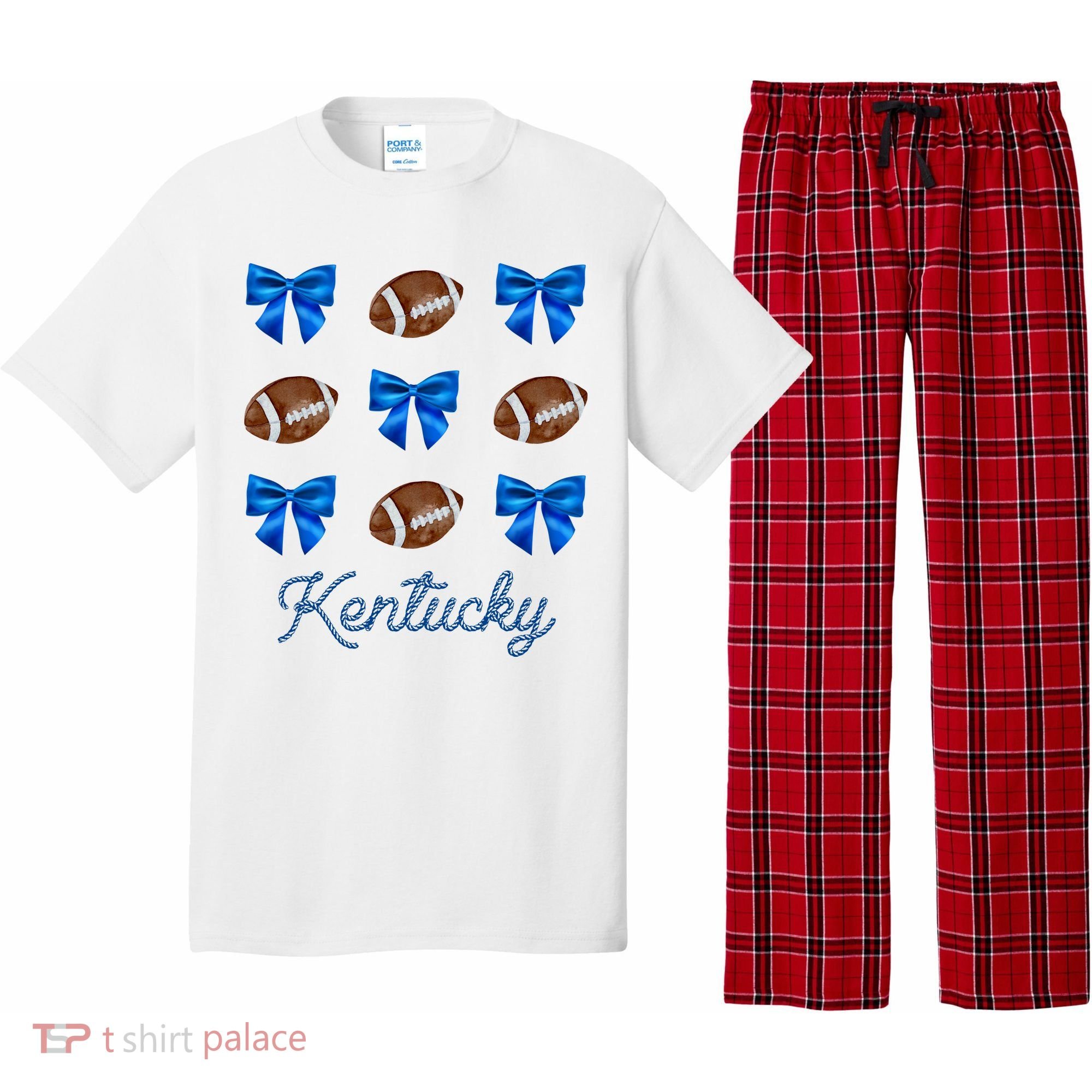 Coquette Bow Football Kentucky Lover Pajama Set