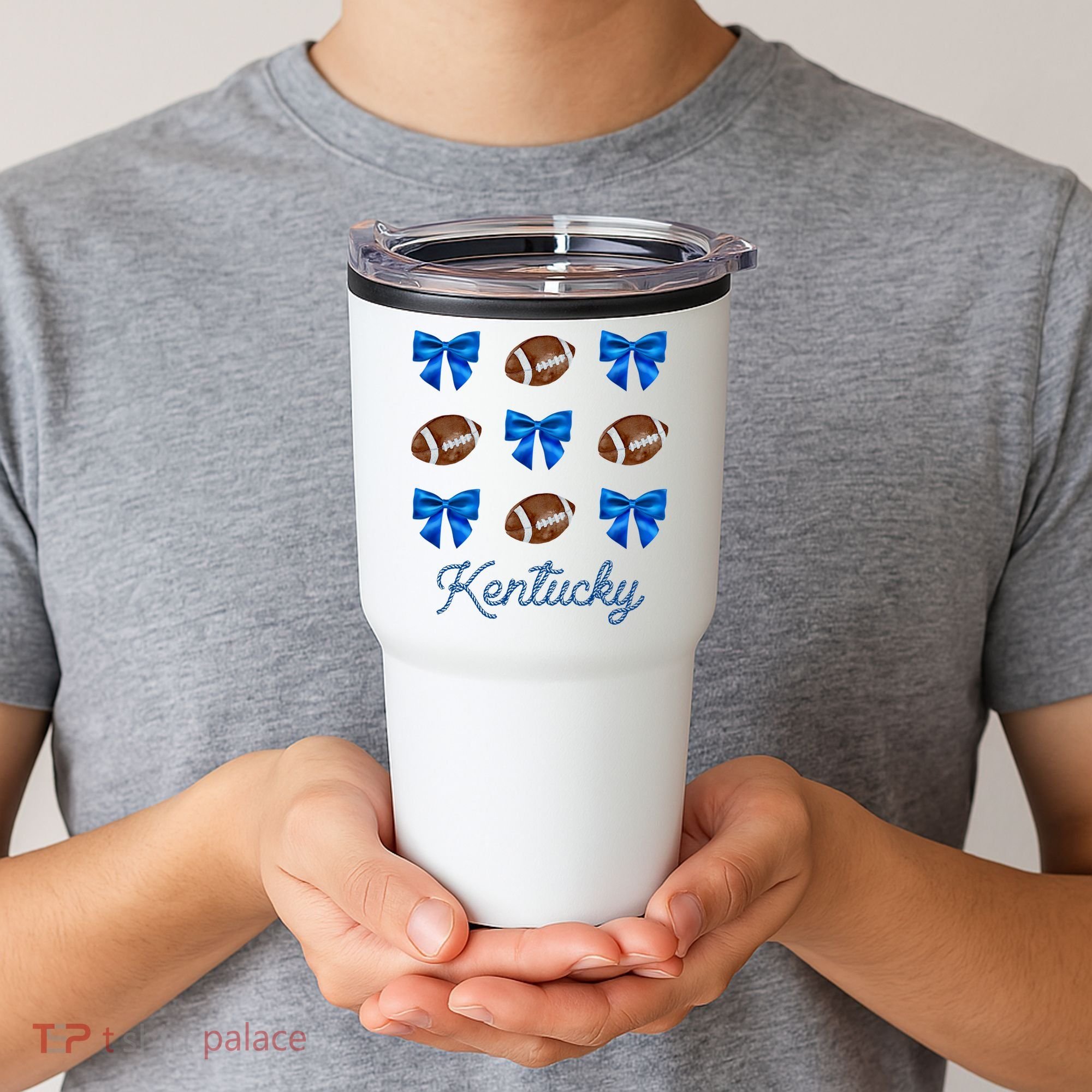 Coquette Bow Football Kentucky Lover Tumbler