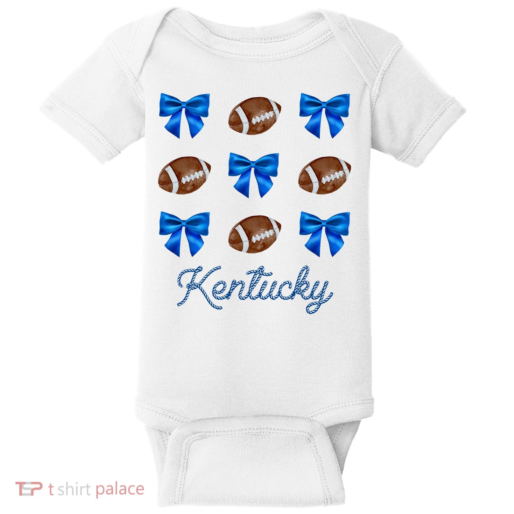 Coquette Bow Football Kentucky Lover Baby Bodysuit