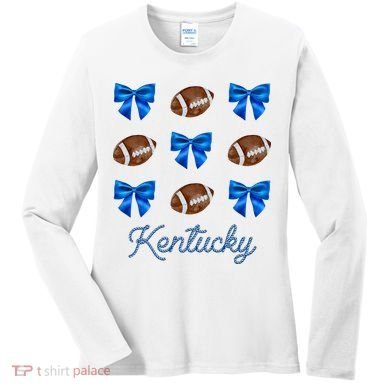 Coquette Bow Football Kentucky Lover Women's Long Sleeve Shirt