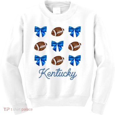 Coquette Bow Football Kentucky Lover Kids Sweatshirt