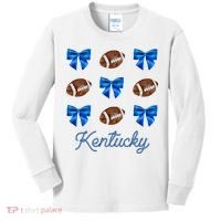 Coquette Bow Football Kentucky Lover Kids Long Sleeve Shirt thumb 0