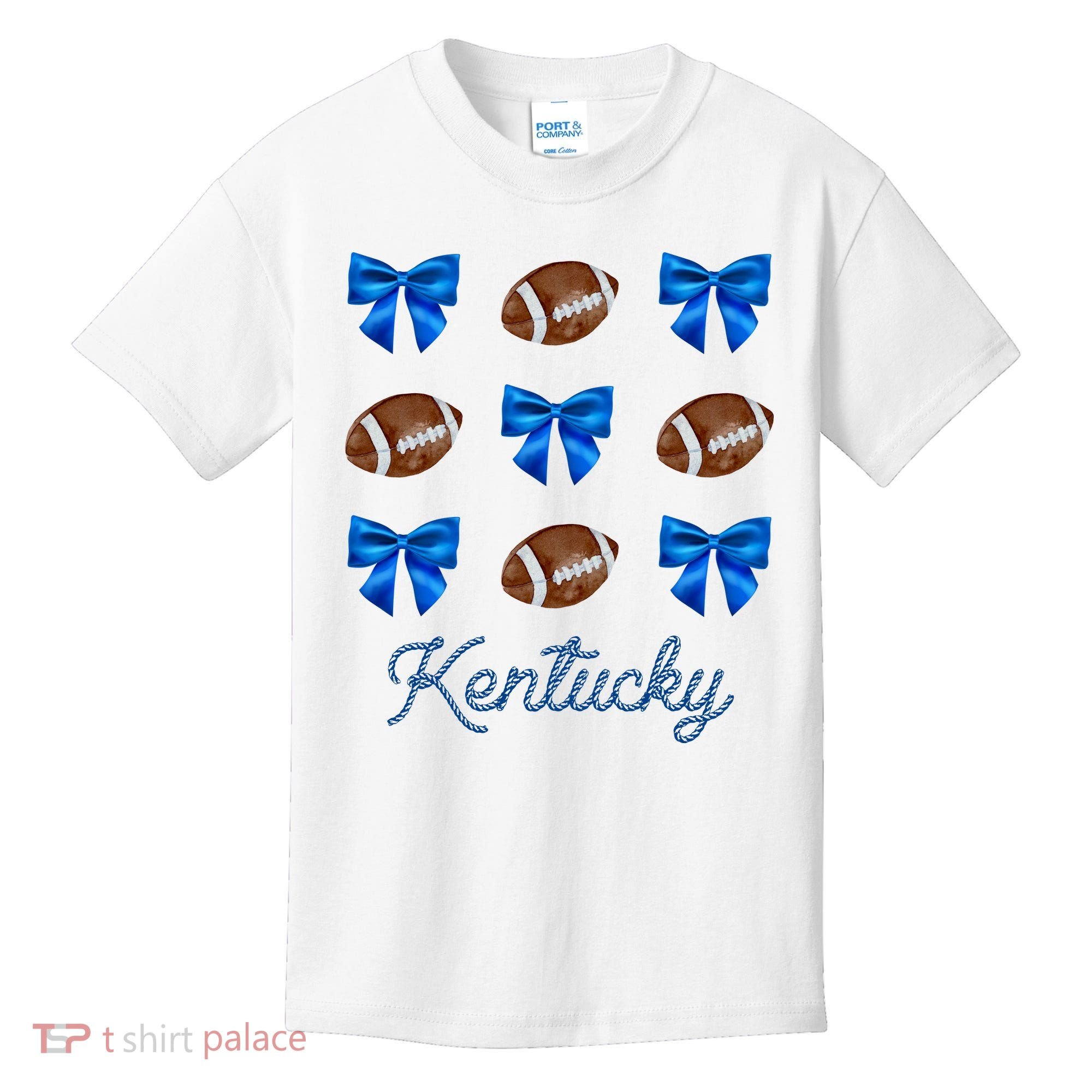 Coquette Bow Football Kentucky Lover Kids T-Shirt