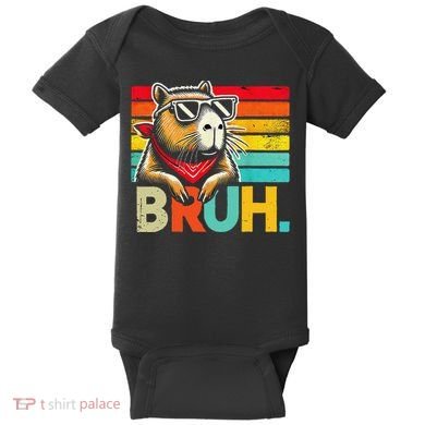 Capybara Bruh Funny Graphic For Women Funny Capybara Gift Baby Bodysuit