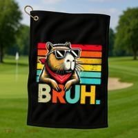 Capybara Bruh Funny Graphic For Women Funny Capybara Gift Golf Towel thumb 1