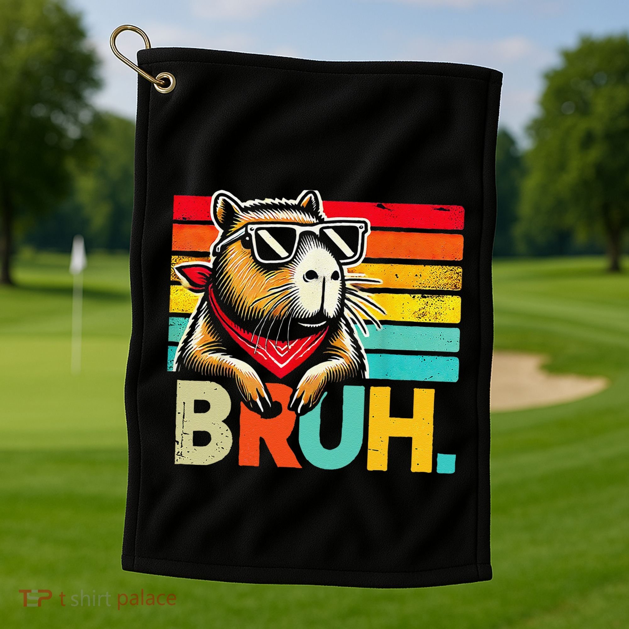 Capybara Bruh Funny Graphic For Women Funny Capybara Gift Golf Towel