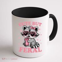 Cute But Feral Funny Racoon With Glasses Gift Coffee Mug thumb 1