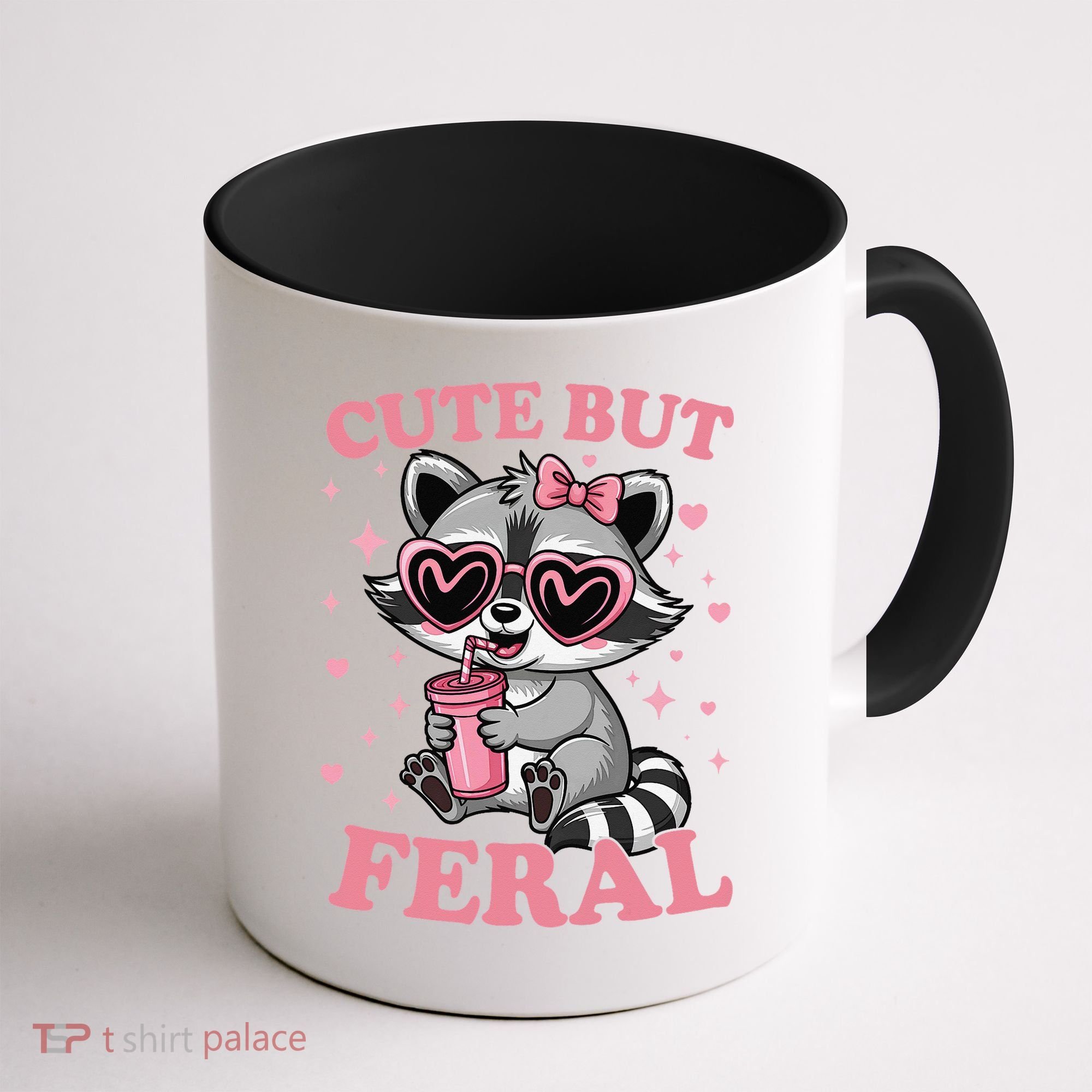 Cute But Feral Funny Racoon With Glasses Gift Coffee Mug