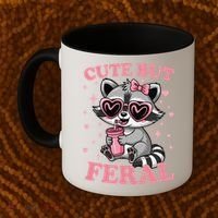 Cute But Feral Funny Racoon With Glasses Gift Coffee Mug thumb 2