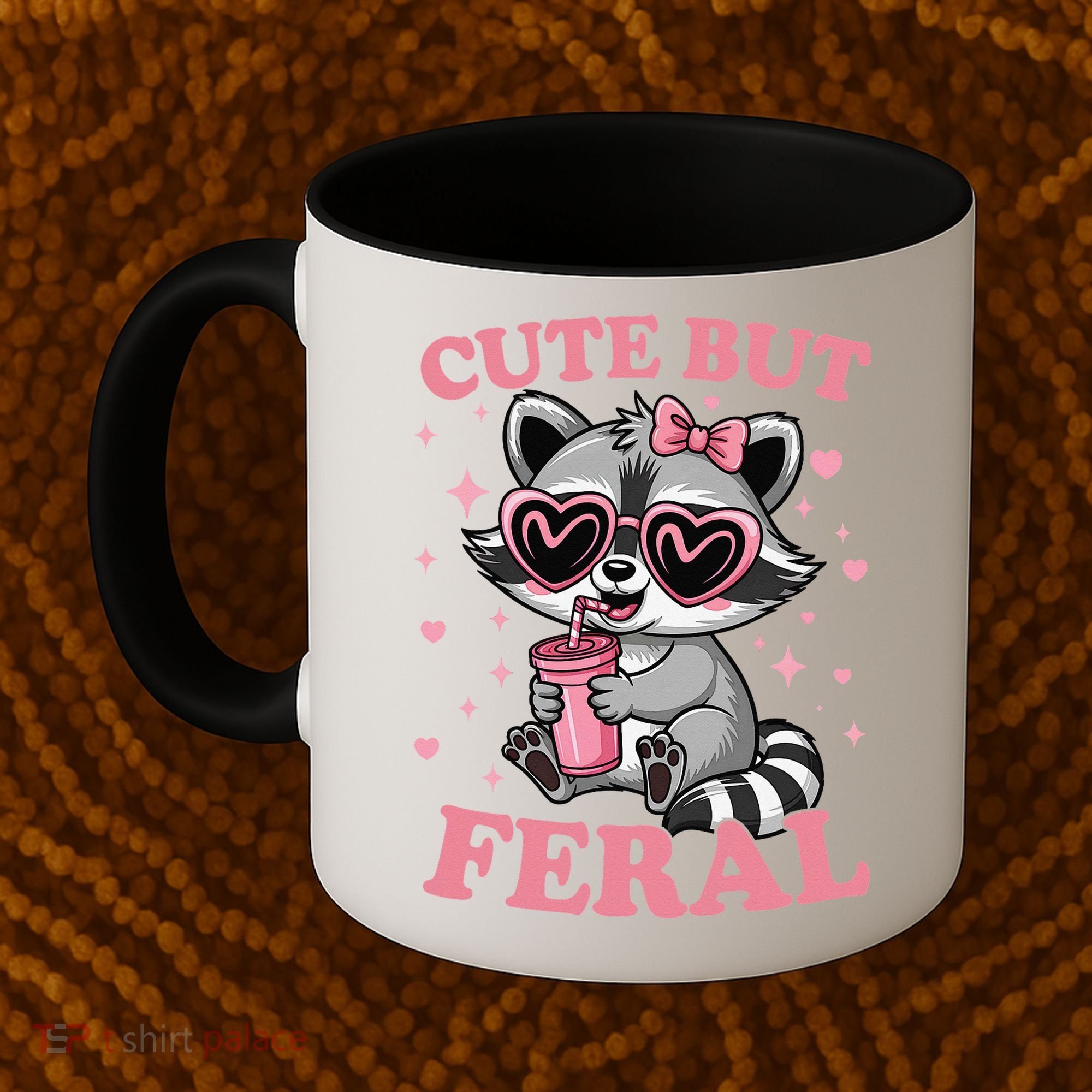 Cute But Feral Funny Racoon With Glasses Gift Coffee Mug