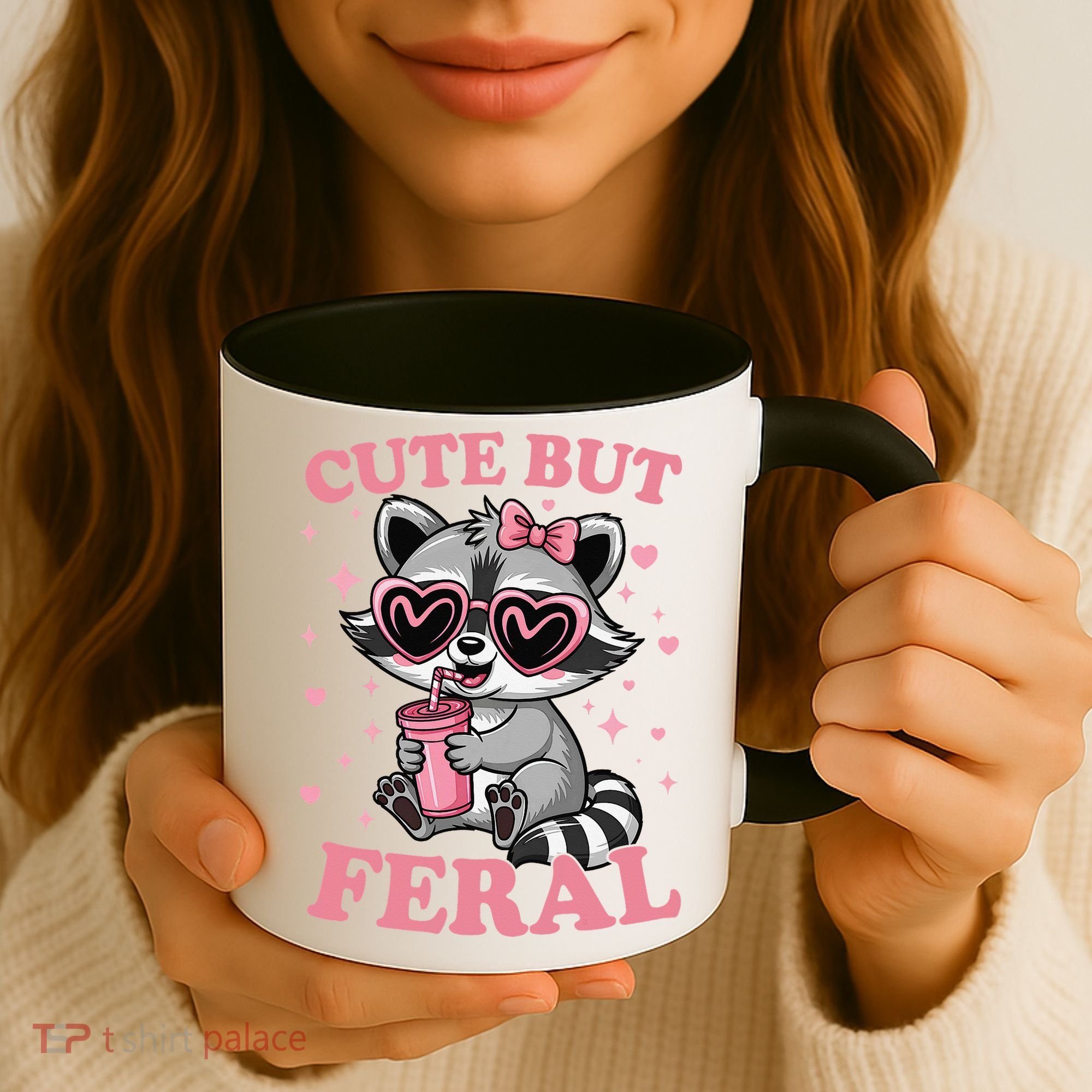 Cute But Feral Funny Racoon With Glasses Gift Coffee Mug