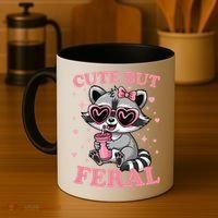 Cute But Feral Funny Racoon With Glasses Gift Coffee Mug thumb 4