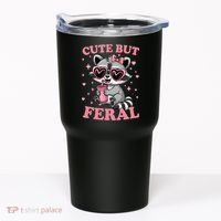 Cute But Feral Funny Racoon With Glasses Gift Tumbler thumb 0