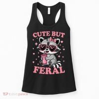 Cute But Feral Funny Racoon With Glasses Gift Women's Tank Top thumb 0