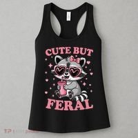 Cute But Feral Funny Racoon With Glasses Gift Women's Tank Top thumb 3