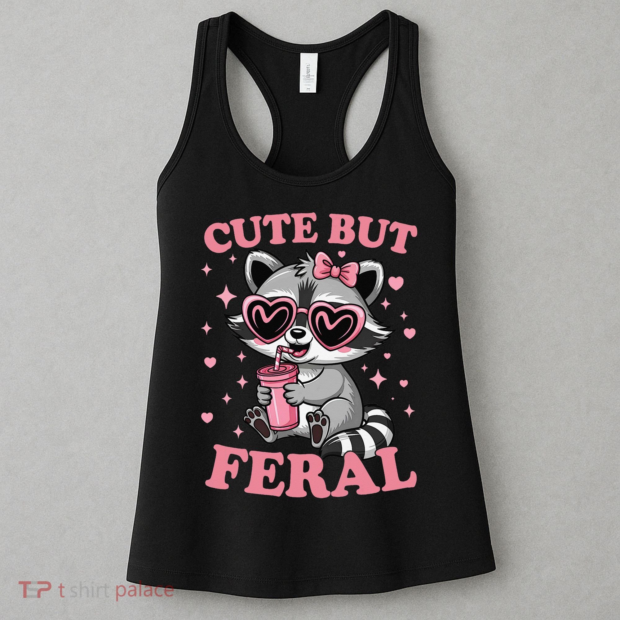 Cute But Feral Funny Racoon With Glasses Gift Women's Tank Top