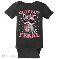 Cute But Feral Funny Racoon With Glasses Gift Baby Bodysuit thumb 0