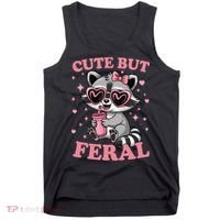 Cute But Feral Funny Racoon With Glasses Gift Tank Top thumb 0