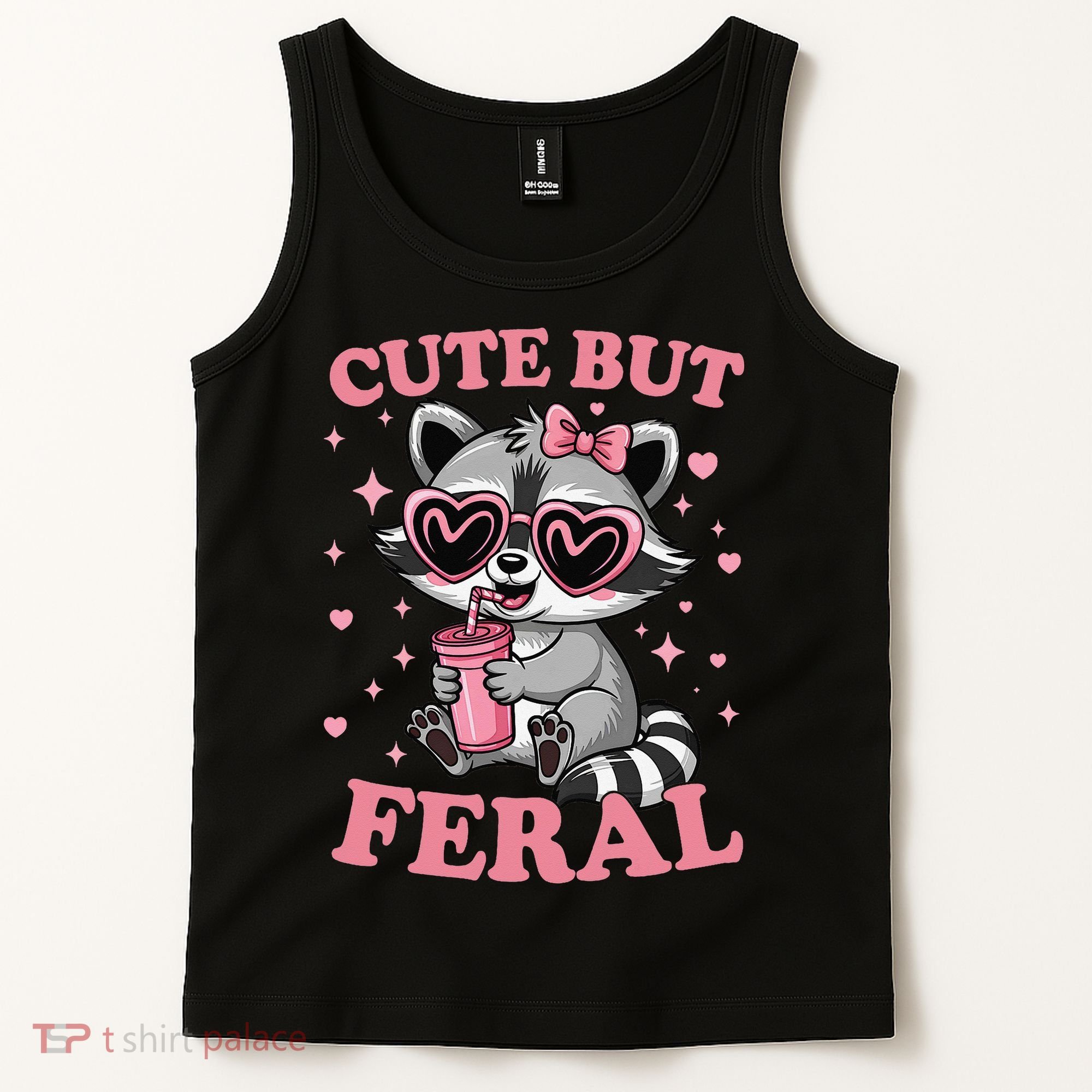 Cute But Feral Funny Racoon With Glasses Gift Tank Top