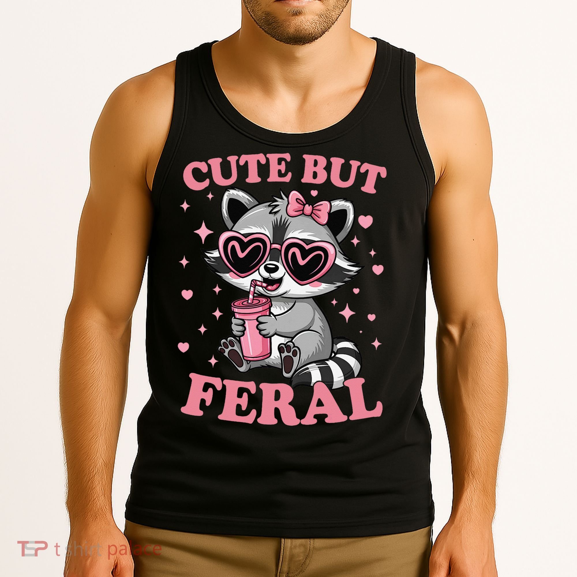 Cute But Feral Funny Racoon With Glasses Gift Tank Top