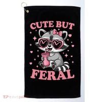Cute But Feral Funny Racoon With Glasses Gift Golf Towel thumb 0