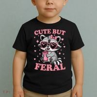 Cute But Feral Funny Racoon With Glasses Gift Toddler T-Shirt thumb 2