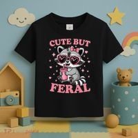Cute But Feral Funny Racoon With Glasses Gift Toddler T-Shirt thumb 3
