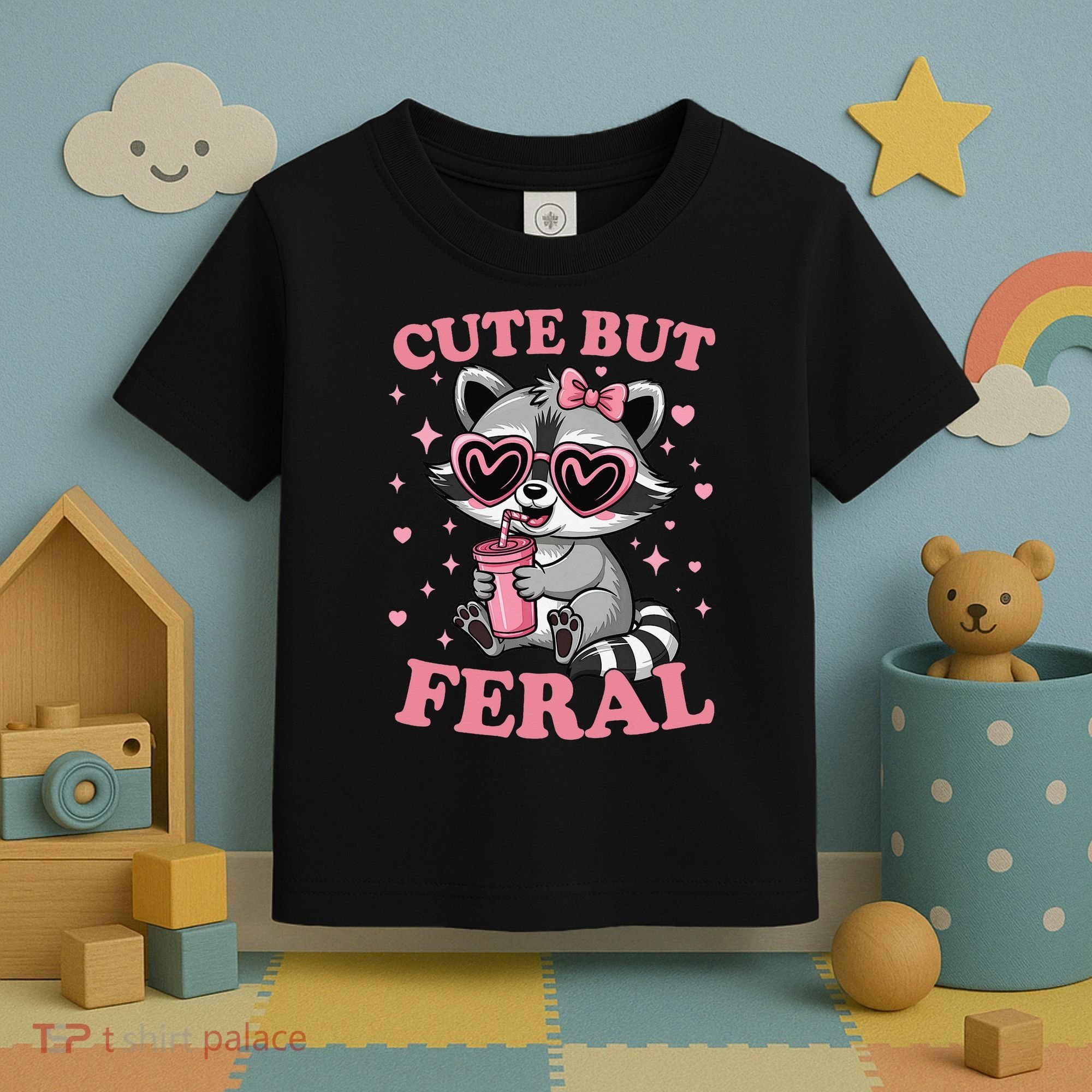 Cute But Feral Funny Racoon With Glasses Gift Toddler T-Shirt