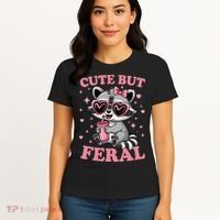 Cute But Feral Funny Racoon With Glasses Gift Women's T-Shirt thumb 4