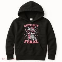 Cute But Feral Funny Racoon With Glasses Gift Kids Hoodie thumb 0
