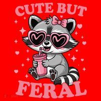 Cute But Feral Funny Racoon With Glasses Gift Santa Hat thumb 1