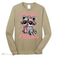 Cute But Feral Funny Racoon With Glasses Gift Long Sleeve Shirt thumb 0