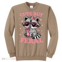 Cute But Feral Funny Racoon With Glasses Gift Sweatshirt thumb 0
